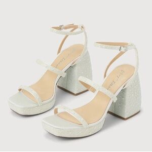 SB-Denni White Pearl Platform Ankle Strap High Heels